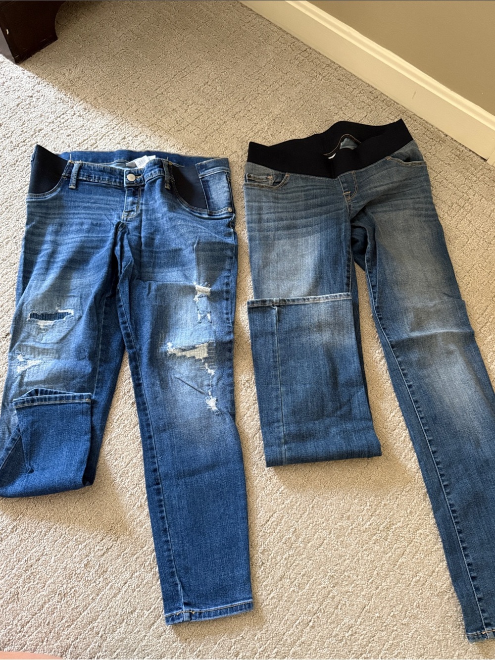 2 Pairs of Women’s Maternity Jeans - Stretch Denim
